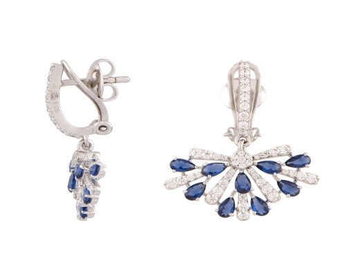 Sapphire Fan Drop Earrings