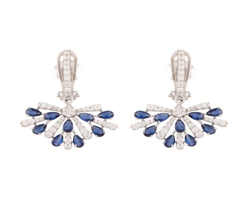 Sapphire Fan Drop Earrings