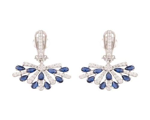 Sapphire Fan Drop Earrings