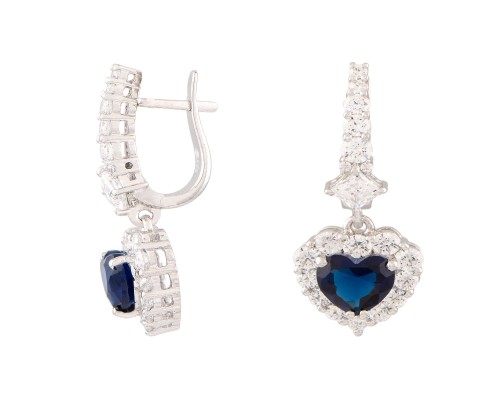 Sapphire Heart Drop Earrings 