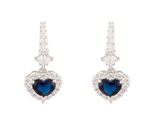 Sapphire Heart Drop Earrings 