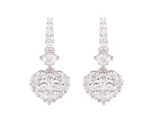 Heart Solitaire Drop Earrings 