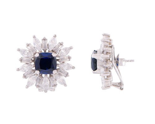 Sapphire Flower Studs