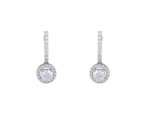 Round Solitaire Drop Earrings