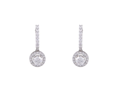 Round Solitaire Drop Earrings