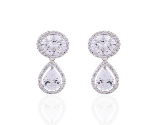 Oval Solitaire with Pear Drop Earrings