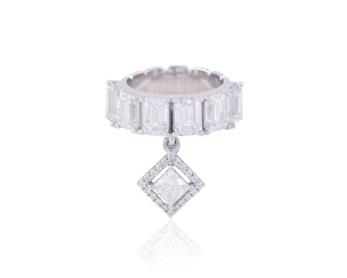 Forever Eternity Band - Emerald Cut Half Eternity Band with Princess Drop
