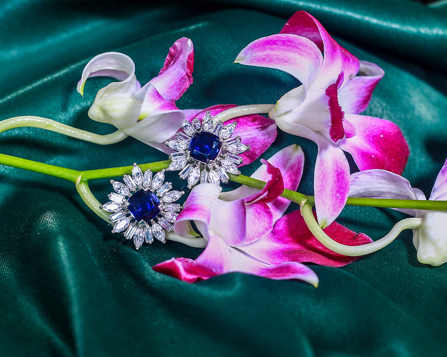 Sapphire Flower Studs